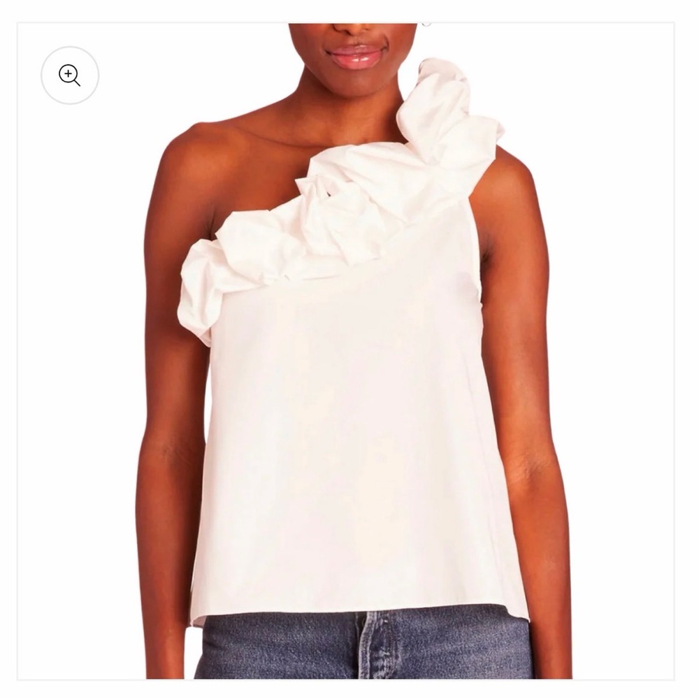 Amanda Uprichard white one shoulder ruffle top new with tags